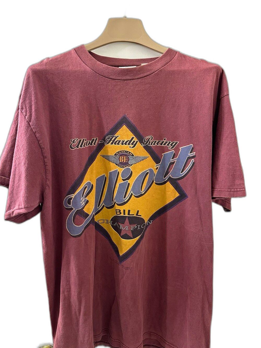 Vntg 90s Bill Elliott Hardy Racing Nascar T-Shirt XL Tultex Single Stitch Faded